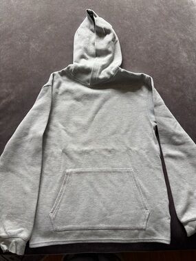 H&M Light Gray Waffle-Knit Hooded Pullover